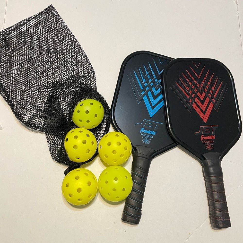 Franklin Pickleball Sets + 5 Yellow Balls - 2 Player USA Pickleball 52744